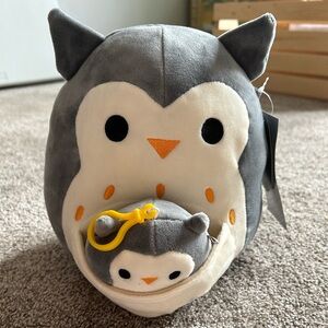 Squishmallows Winter Owl Mom and Baby Set
